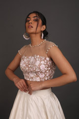 Off White And Mauve Embroidered Top Bottom SetIMG_3149