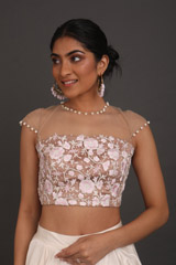 Off White And Mauve Embroidered Top Bottom SetIMG_3158