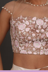 Off White And Mauve Embroidered Top Bottom SetIMG_3160