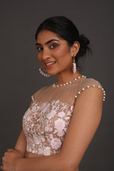 Off White And Mauve Embroidered Top Bottom SetIMG_3161