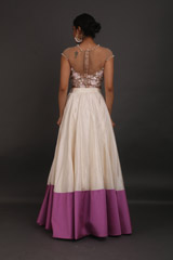 Off White And Mauve Embroidered Top Bottom SetIMG_3164