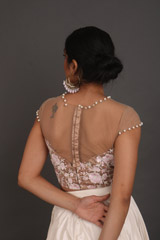 Off White And Mauve Embroidered Top Bottom SetIMG_3172