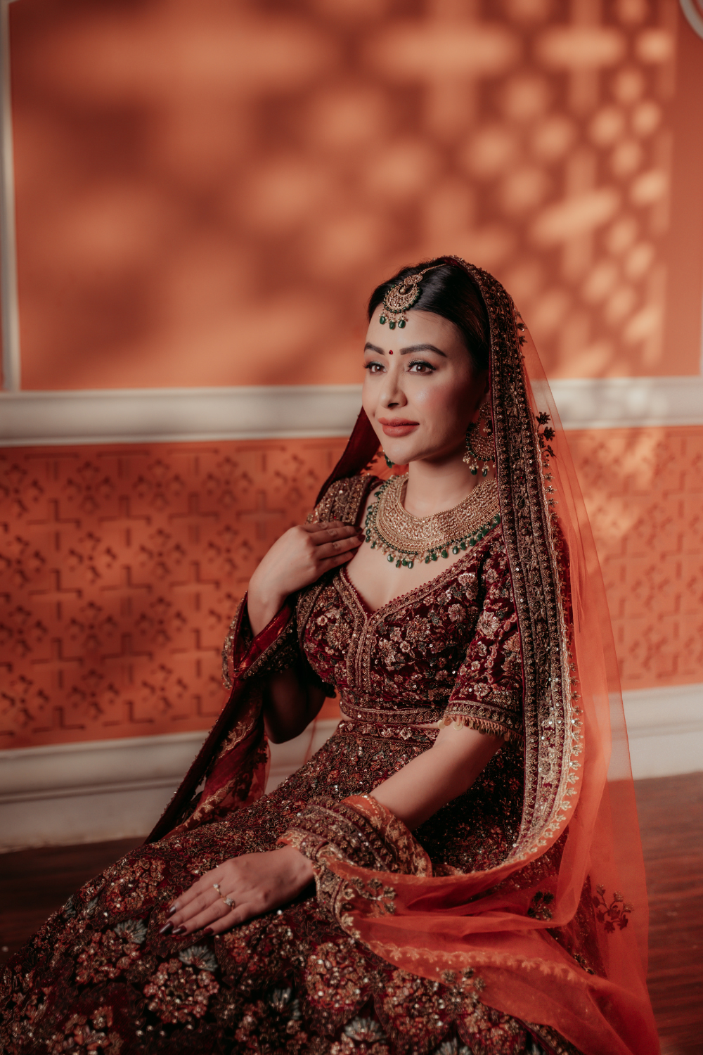 Maroon Bridal Lehenga With Sequins Thread Work And Zari Work Embellishment4