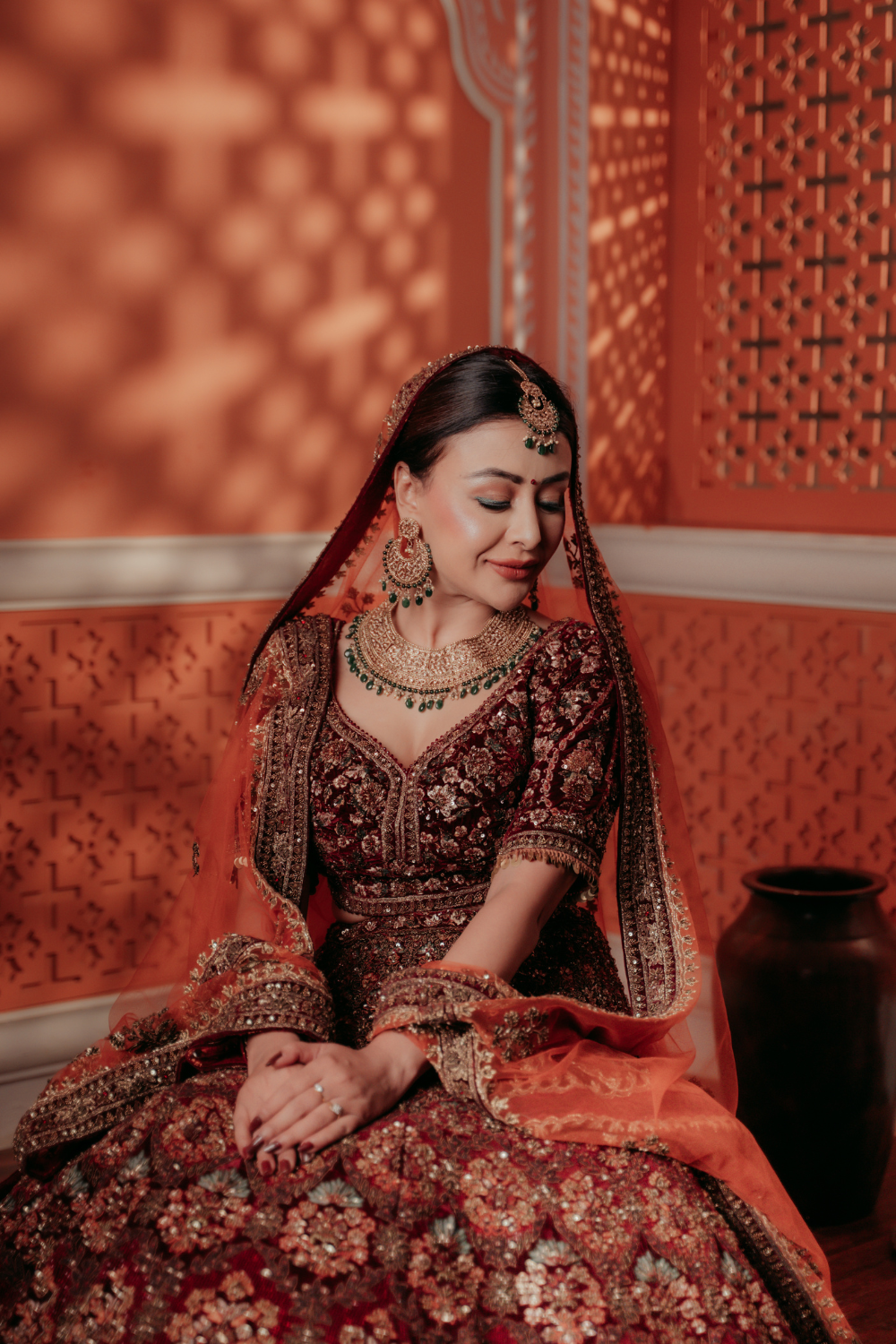 Maroon Bridal Lehenga With Sequins Thread Work And Zari Work Embellishment6