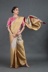 Golden Dupion Silk Saree