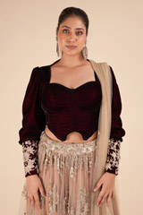 Maroon Velvet LehengaDSC00760