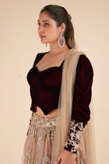 Maroon Velvet LehengaDSC00761