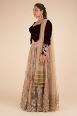 Maroon Velvet LehengaDSC00762