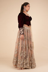 Maroon Velvet LehengaDSC00763