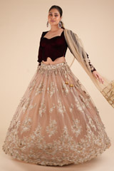 Maroon Velvet LehengaDSC00766