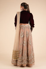 Maroon Velvet LehengaDSC00767