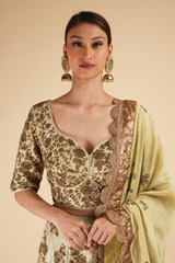 Sage Green Raw Silk LehengaDSC00371