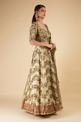 Sage Green Raw Silk LehengaDSC00374