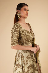 Sage Green Raw Silk LehengaDSC00375