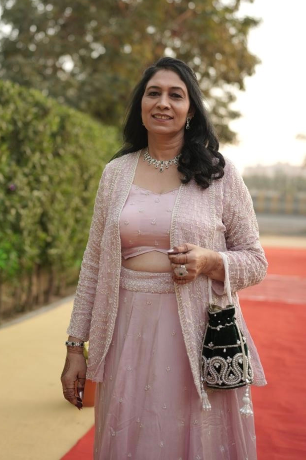 Light Pink Ensemble With Sheer Beaded Jacket4