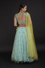 Mint Raw Silk Lehenga Set_DTR0441