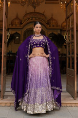 Purple Ombre Katdana Lehenga