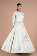 Green Long Embroidered GownDSC07549