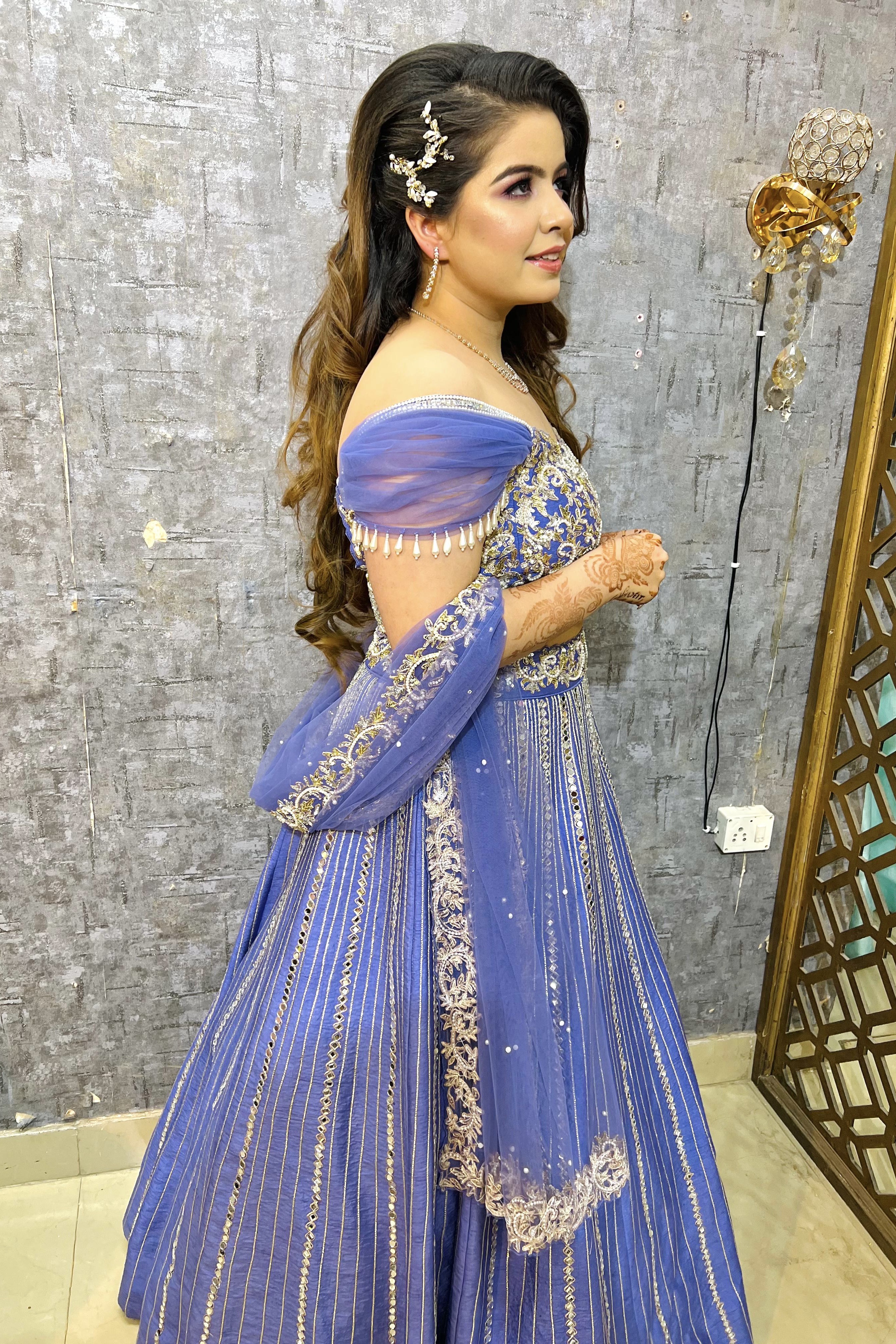 Lavender- Purple Lehenga With Mirror And Thread- Work Embellishment1