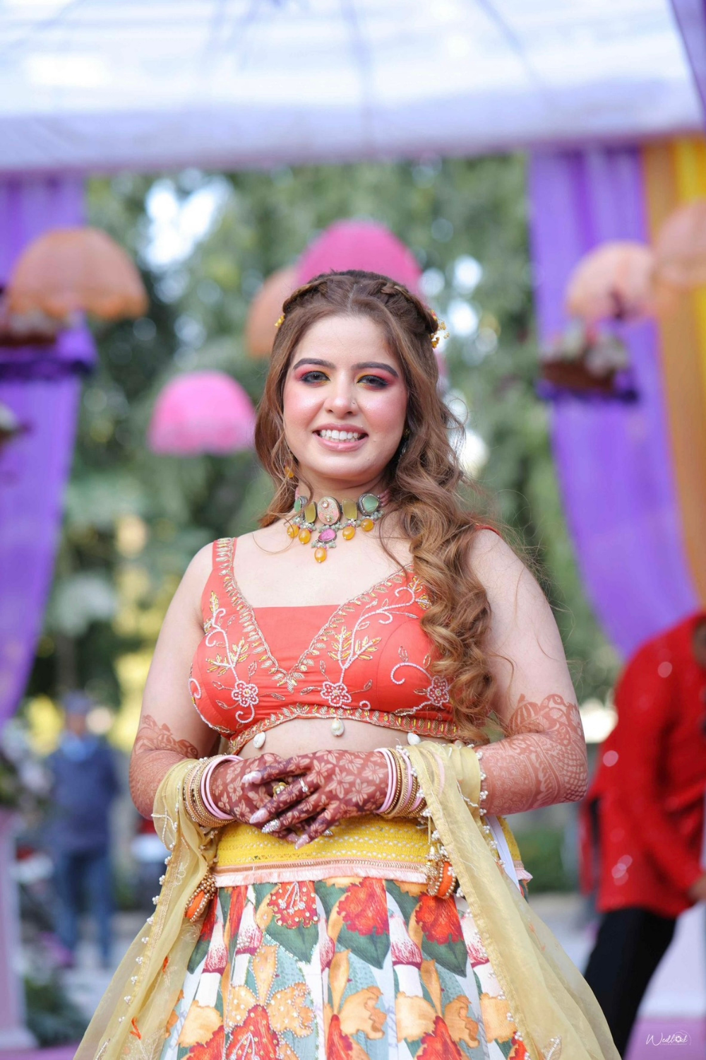 Multi- Coloured Lehenga With Bead Thread Work Embellishment6