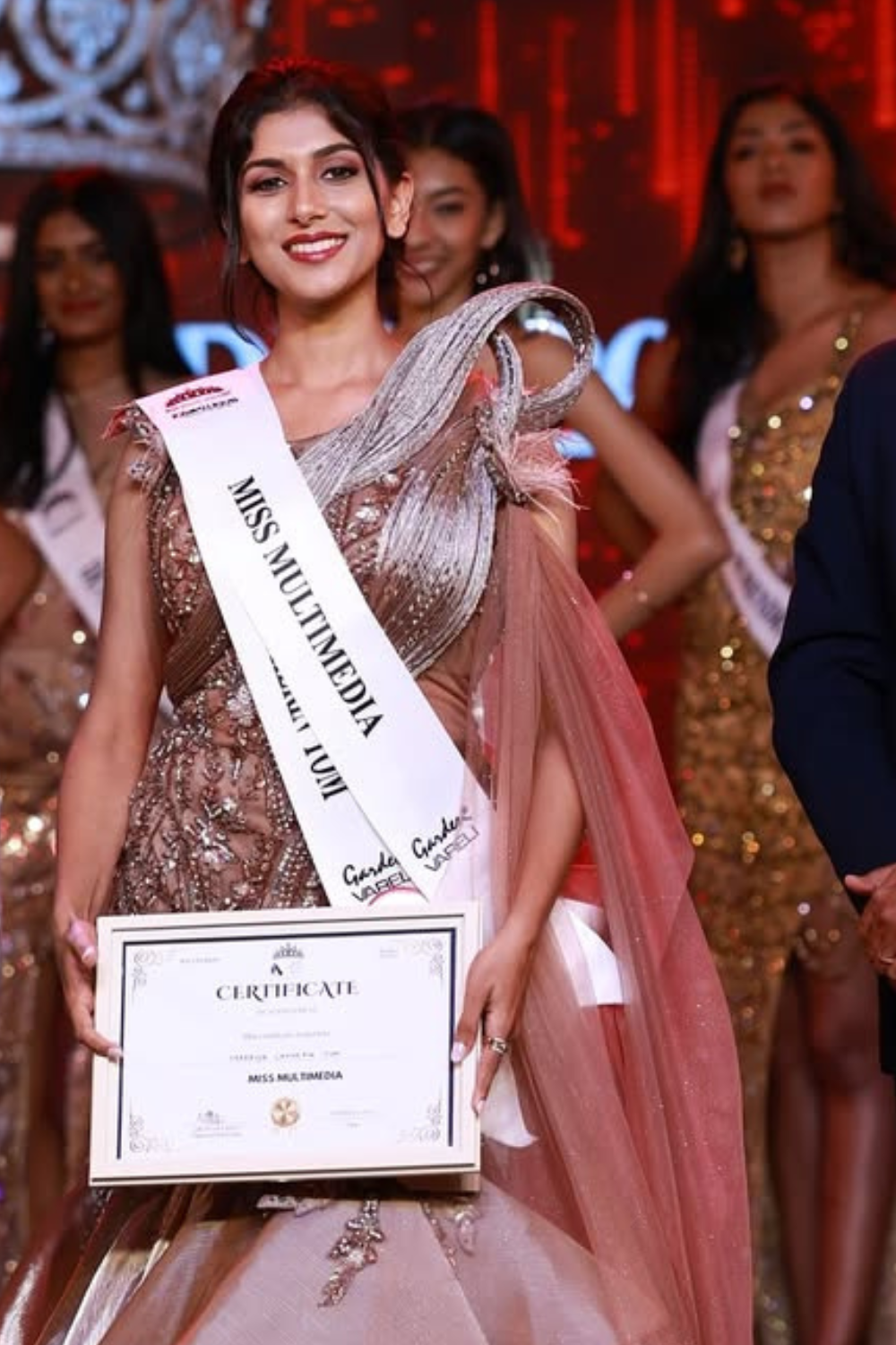 Rose Gold Fish Cut Gown With Sequins Bead Work Embellishment3