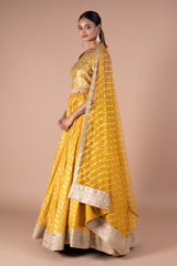 Mustard Chanderi Bustier LehengaDSC09759