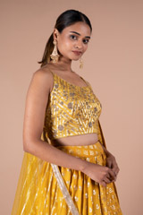 Mustard Chanderi Bustier LehengaDSC09767