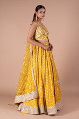 Mustard Chanderi Bustier LehengaDSC09772