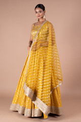 Mustard Chanderi Bustier LehengaDSC09774
