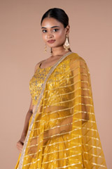 Mustard Chanderi Bustier LehengaDSC09776