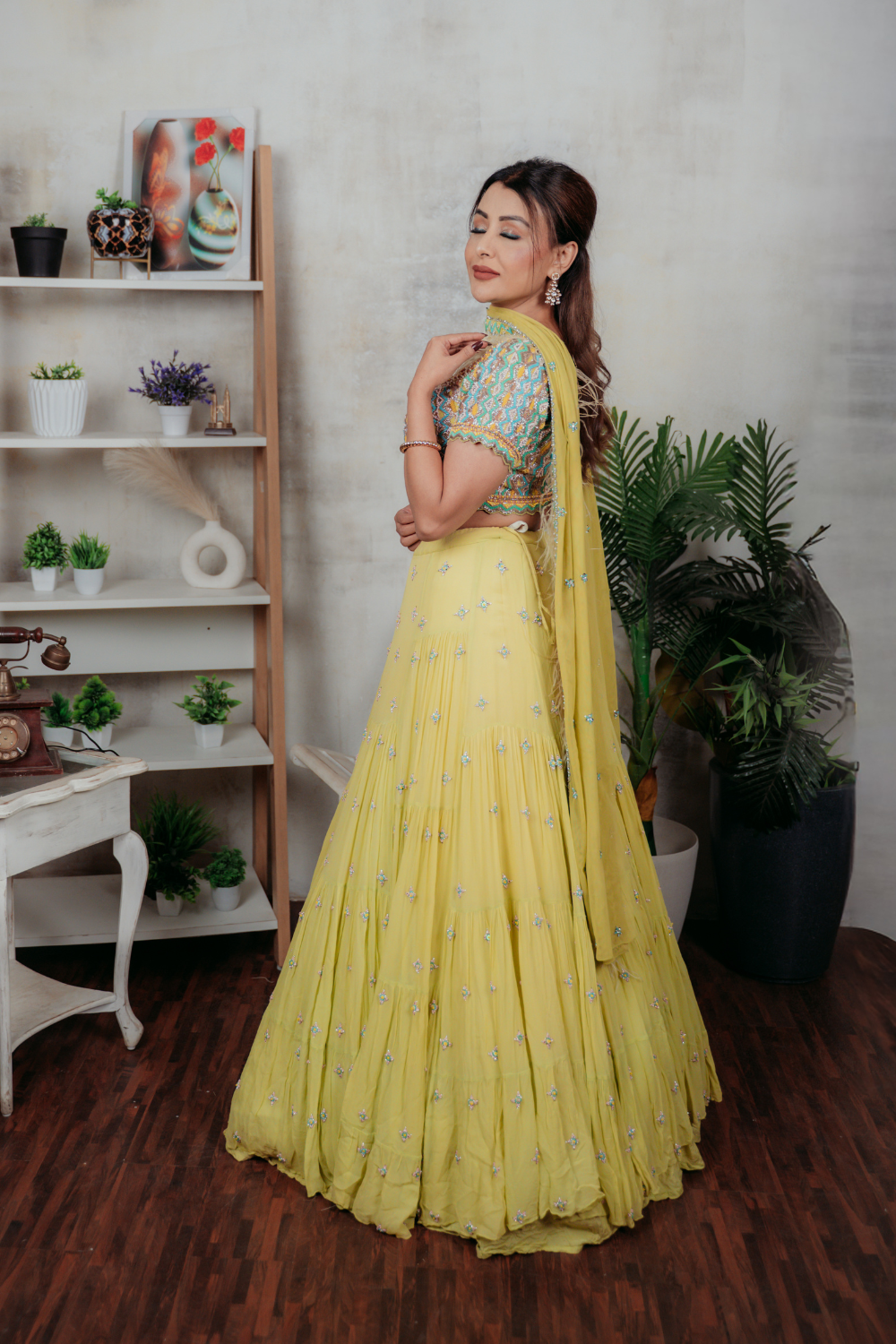 Lime Green Lehenga With Sequin And Bead Work Embellishment2