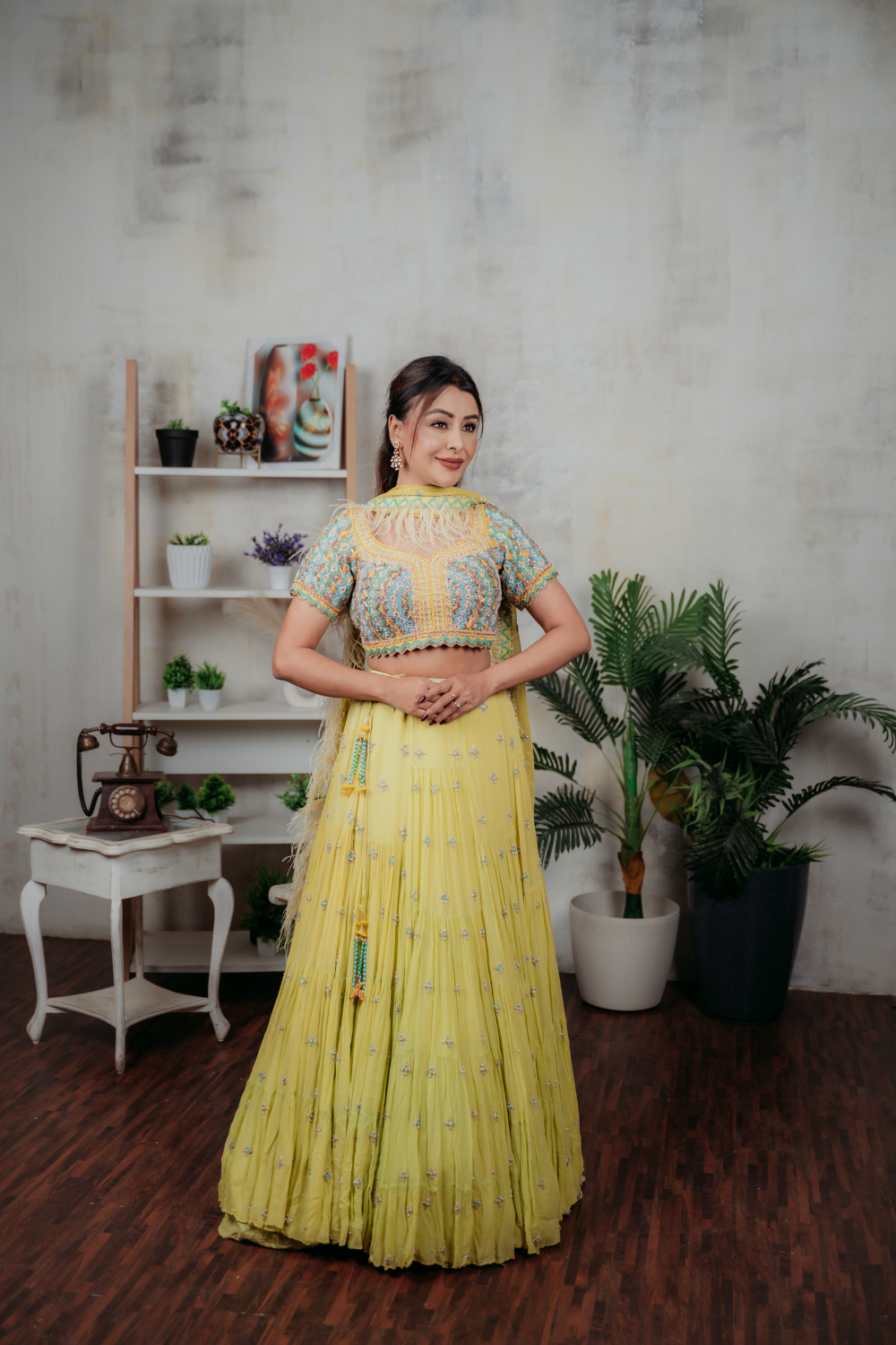 Lime Green Lehenga With Sequin And Bead Work Embellishment4