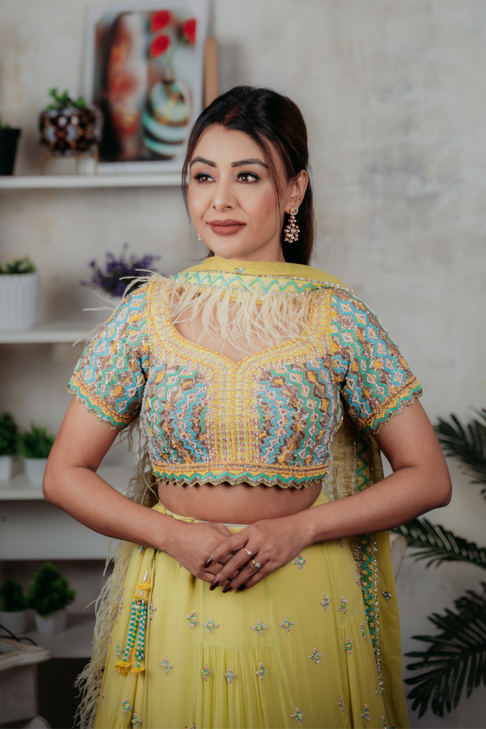 Lime Green Lehenga With Sequin And Bead Work Embellishment5