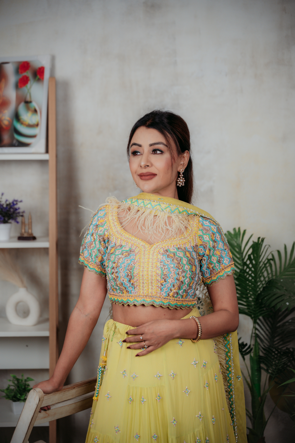 Lime Green Lehenga With Sequin And Bead Work Embellishment6