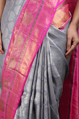 Pink And Grey Silk SareeIMG_6513