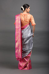 Pink And Grey Silk SareeIMG_6526