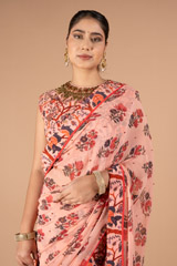 Salmon Chiffon Saree SetDSC09986