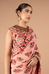 Salmon Chiffon Saree SetDSC09993