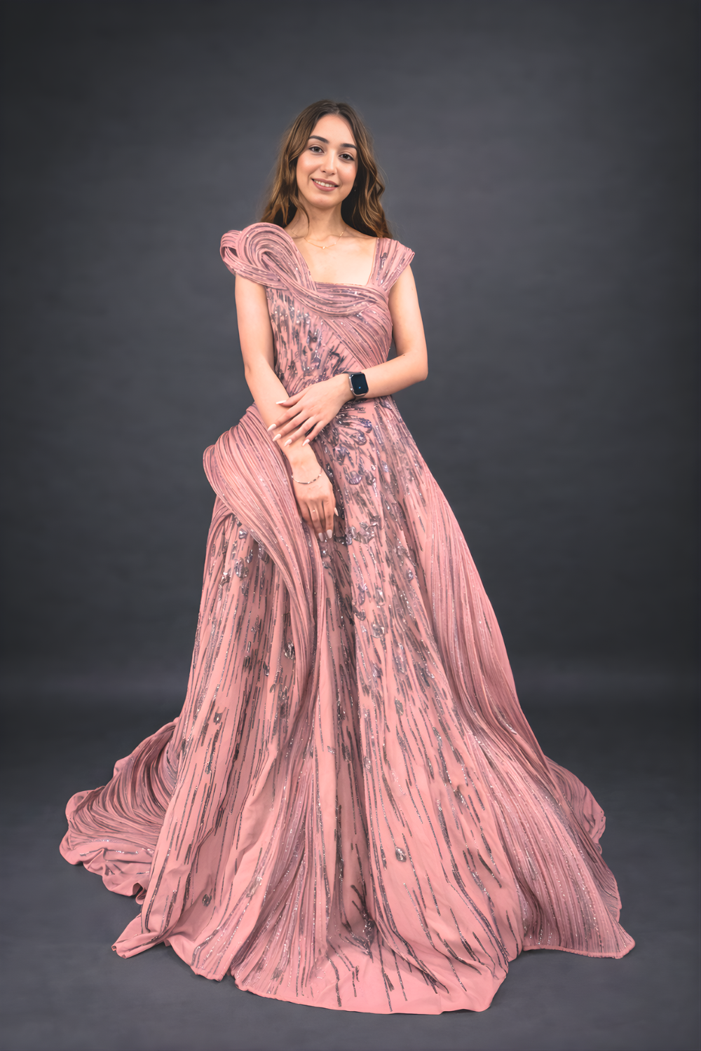 Onion Pink Structured Gown2