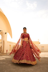Red Embroidered  Lehenga  SetDSC03097