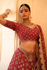 Red Embroidered  Lehenga  SetDSC03124