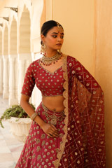 Red Embroidered  Lehenga  SetDSC03129