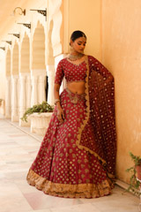 Red Embroidered  Lehenga  SetDSC03131