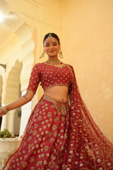 Red Embroidered  Lehenga  SetDSC03141