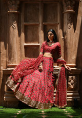 Red Embroidered  Lehenga  SetIMG_8484