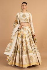 Ivory And Yellow Lehenga Set