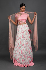 Pink Floral Lehenga Set