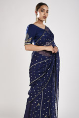 Blue Organza Saree Set_SUB0527