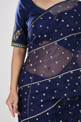 Blue Organza Saree Set_SUB0530