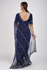 Blue Organza Saree Set_SUB0533